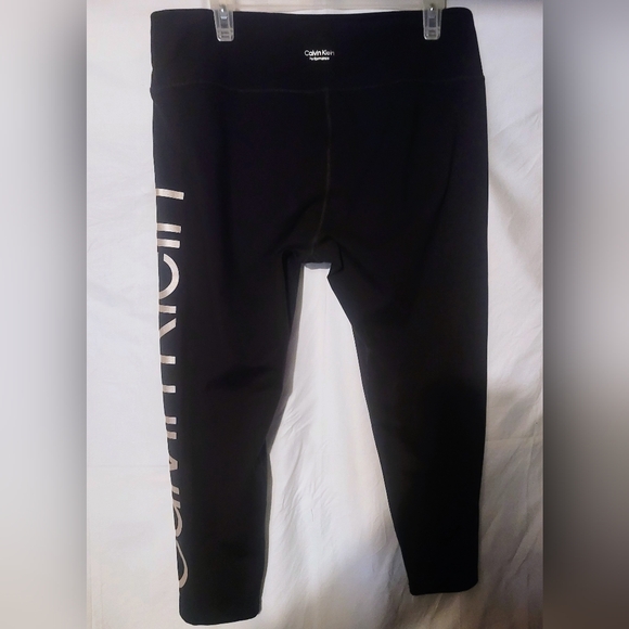 Calvin Klein Black Leggings with White Logo - Picture 3 of 4